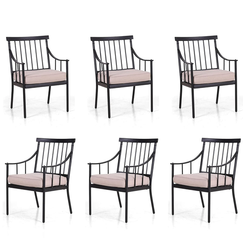 PHI VILLA Steel Fixed Patio Outdoor Dining Chairs Set