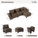 Chenille Living Room Sofa Couch Cloud-like Modular Sectional with Ottoman