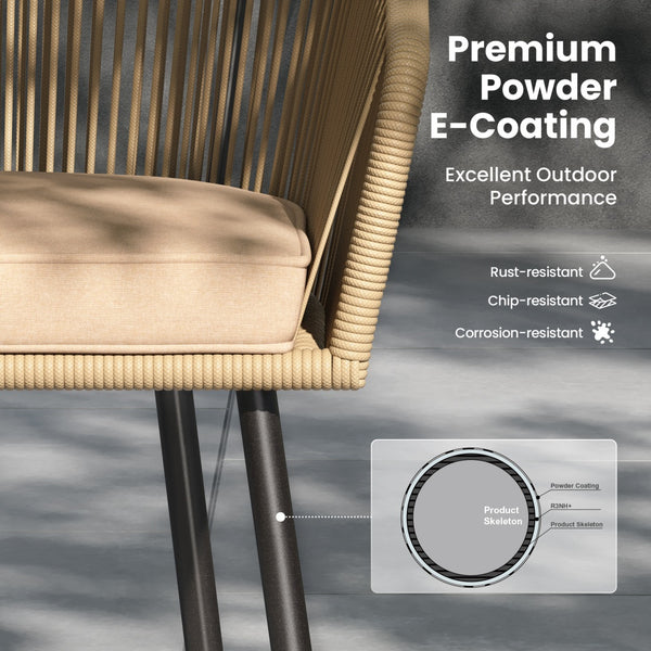 Catalina Contemporary Rattan Rope Outdoor Dining Chairs