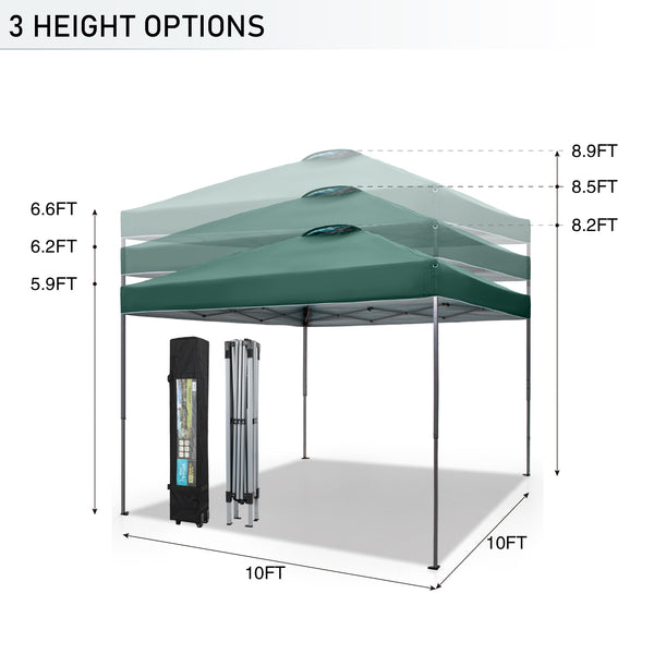 10'x10' Pop Up Portable Canopy Tent with Wheeled Bag