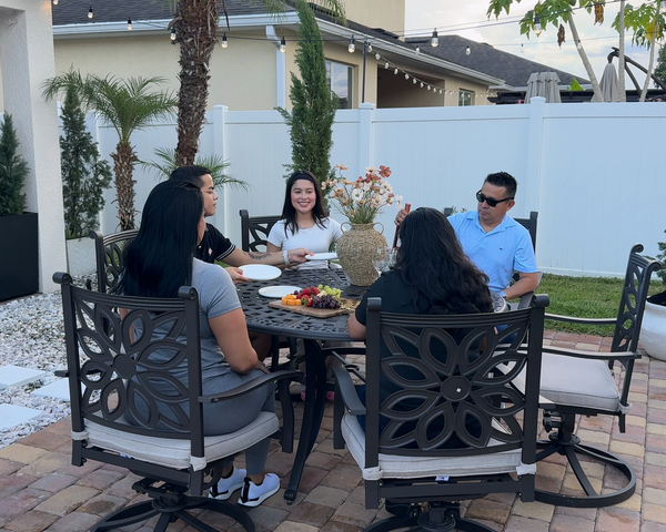 phi villa cast aluminum outdoor dining set