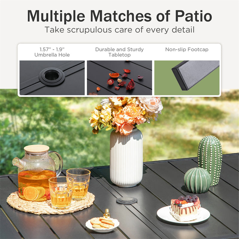 7-Piece Patio Dining Set with Stylish Rattan Rope Chairs-Phi Villa