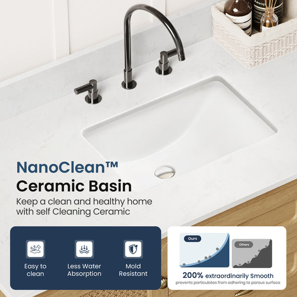 Modern Freestanding Bathroom Vanity with Solid Wood Cabinet and Stone Countertop