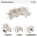 Chenille Living Room Sofa Couch Cloud-like Modular Sectional with Ottoman