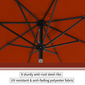 9ft Manual-tilted Outdoor Umbrella with Crank Handle