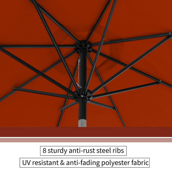 9ft Manual-tilted Outdoor Umbrella with Crank Handle