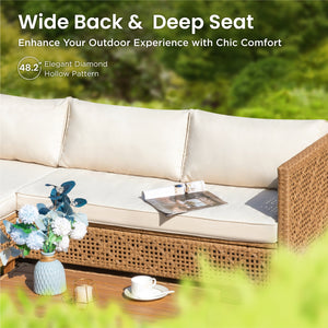 4-Seater Budget-Friendly Bohemian Wicker and Wood Garden Sofa Set
