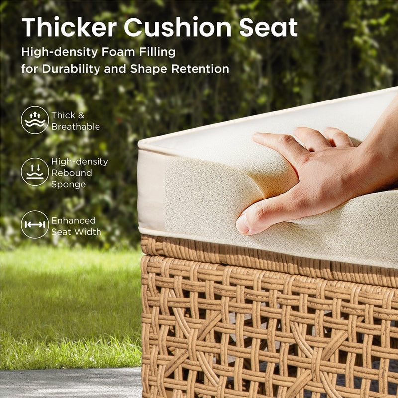 4-Seater Budget-Friendly Bohemian Wicker and Wood Garden Sofa Set