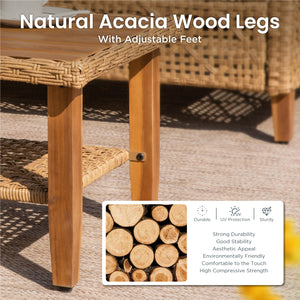 4-Seater Budget-Friendly Bohemian Wicker and Wood Garden Sofa Set