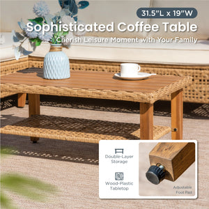 4-Seater Budget-Friendly Bohemian Wicker and Wood Garden Sofa Set