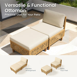 4-Seater Budget-Friendly Bohemian Wicker and Wood Garden Sofa Set