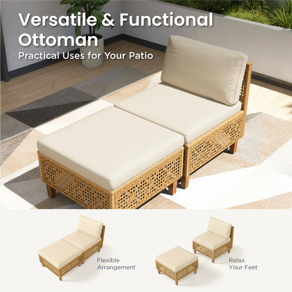 4-Seater Budget-Friendly Bohemian Wicker and Wood Garden Sofa Set