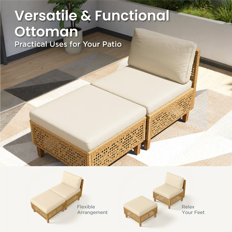 4-Seater Budget-Friendly Bohemian Wicker and Wood Garden Sofa Set