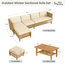 4-Seater Budget-Friendly Bohemian Wicker and Wood Garden Sofa Set
