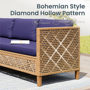 4-Seater Budget-Friendly Bohemian Wicker and Wood Garden Sofa Set