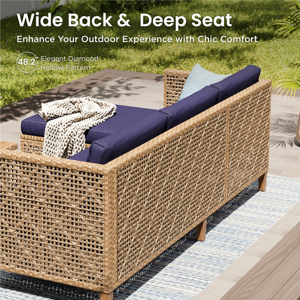 4-Seater Budget-Friendly Bohemian Wicker and Wood Garden Sofa Set