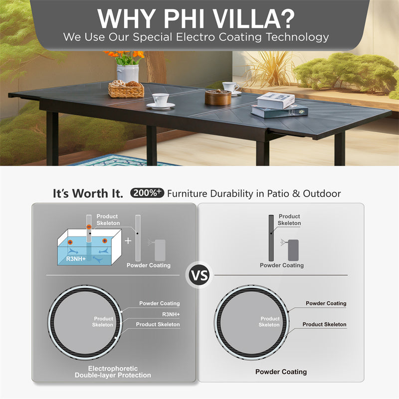 7/9-Piece Outdoor Dining Set With Extendable Table & Rattan Swivel Chairs PHI VILLA
