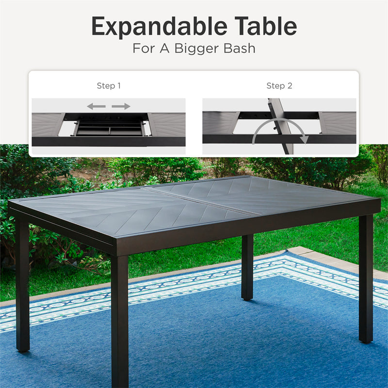 7/9-Piece Outdoor Dining Set With Extendable Table & Rattan Swivel Chairs PHI VILLA