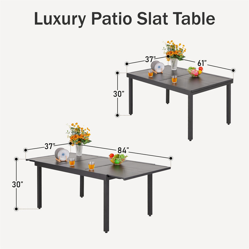 7/9-Piece Outdoor Dining Set With Extendable Table & Rattan Swivel Chairs PHI VILLA