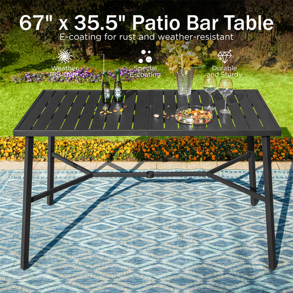 7-Piece Outdoor Bar Stool Set with 6 Seat for Poolside, Graden PH VILLA