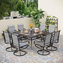 9-Piece Patio Dining Set with 60" Square Table and Textilene Swivel Chairs- Phi Villa