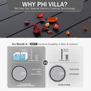 Phi Villa 60" Outdoor Metal Square Patio Dining Table with Umbrella Hole