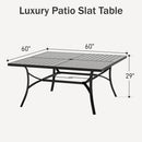 Phi Villa 60" Outdoor Metal Square Patio Dining Table with Umbrella Hole
