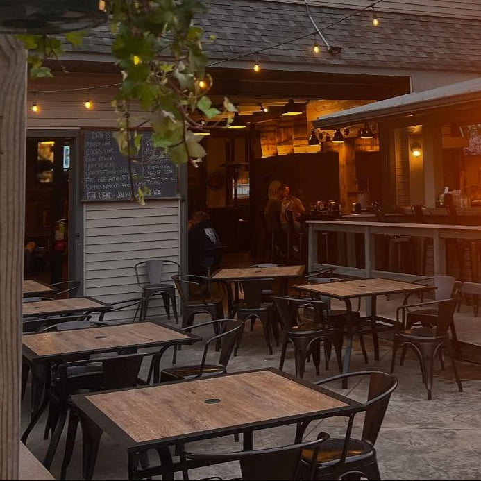 Phi Villa 37" Wood-Look Square Patio Outdoor Dining Table with Umbrella Hole