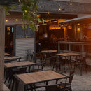 Phi Villa 37" Wood-Look Square Patio Outdoor Dining Table with Umbrella Hole