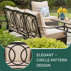 Phi Villa 13-Person Outdoor Patio Furniture Combination Set With Rattan Sofa Set, Dining Set, and Umbrella