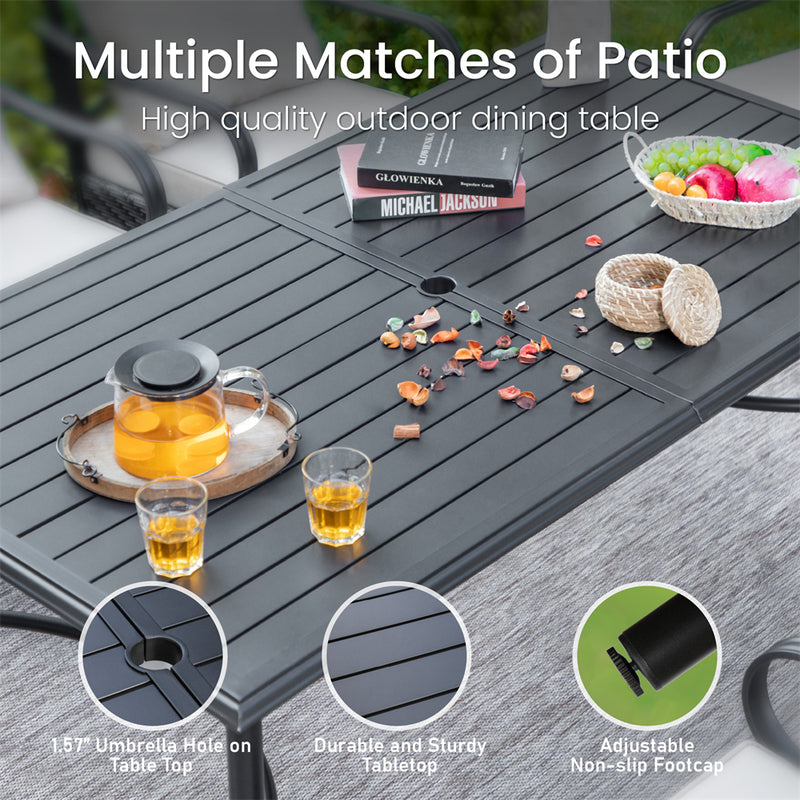 PHI VILLA 7-Piece Patio Dining Set With Rectangle Table & 6 Fashionable Dining Chairs