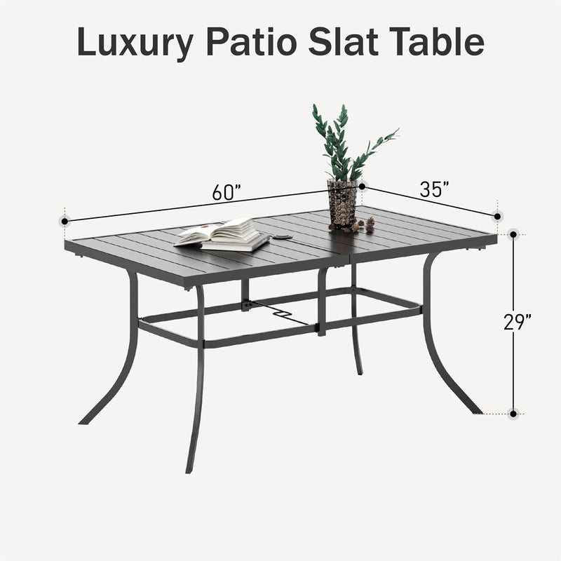 PHI VILLA 7-Piece Outdoor Dining Set 6 C-Spring Textilene Chairs & Steel Panel Table