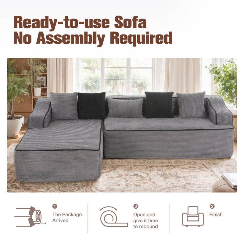 Phi Villa 104" Indoor Modular Cloud Sectional Couch-Assembly Free Ready-to-use Sofa
