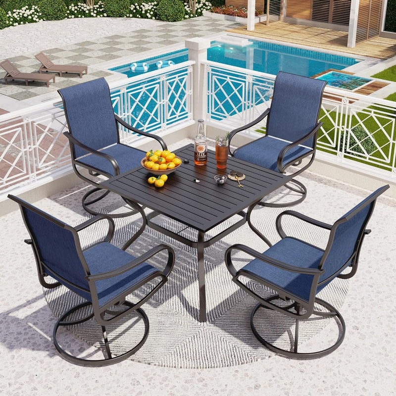 5-Piece Patio Dining Set with Textilene Swivel Chairs for Deck,Garden PHI VILLA