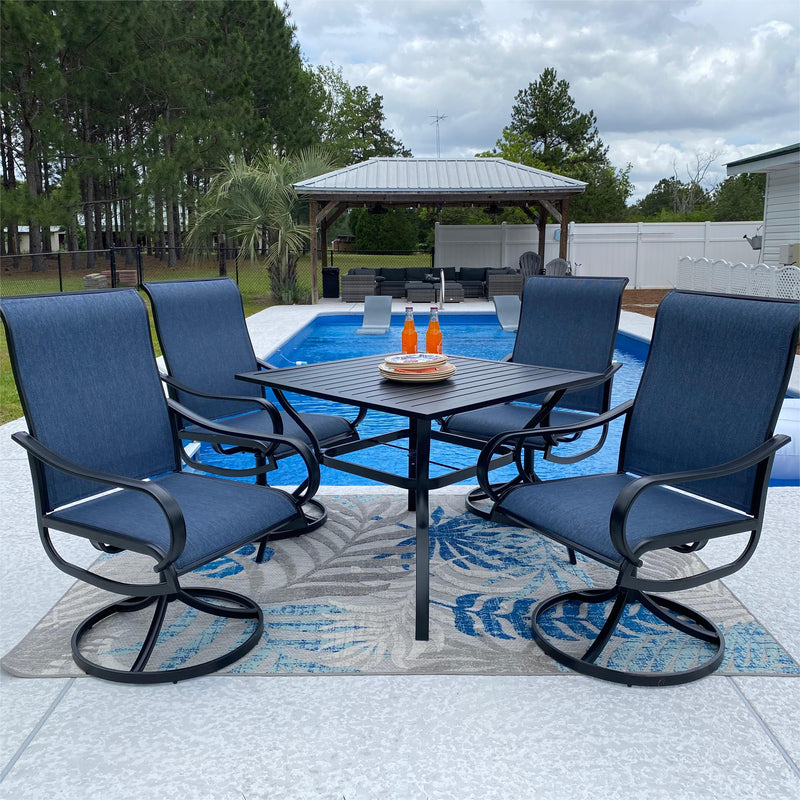 5-Piece Patio Dining Set with Textilene Swivel Chairs for Deck,Garden PHI VILLA