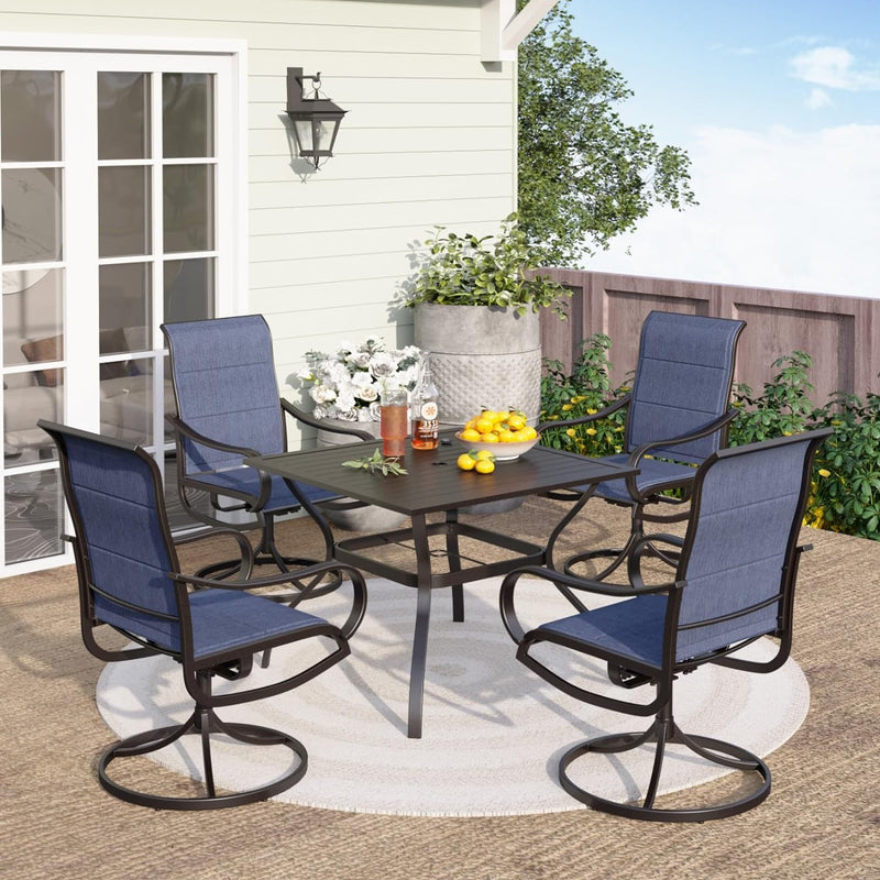 5-Piece Patio Dining Set with Upgraded Padded Swivel Chairs for Deck, Porch PHI VILLA