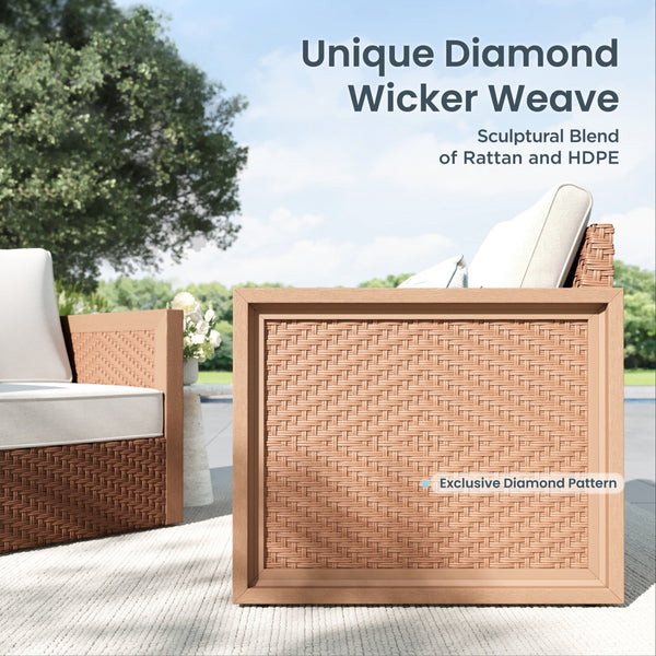 Alameda 5-Seater HDPE Wicker Outdoor Sofa with Diamond Weave Pattern