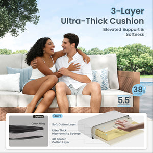 Alameda 5-Seater HDPE Wicker Outdoor Sofa with Diamond Weave Pattern