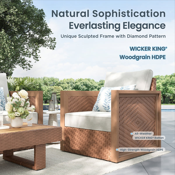 Alameda 5-Seater HDPE Wicker Outdoor Sofa with Diamond Weave Pattern