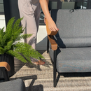 Oversized Modern Outdoor Couch with Leather Armrest and Coffee Table