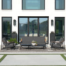 Oversized Modern Outdoor Couch with Leather Armrest and Coffee Table