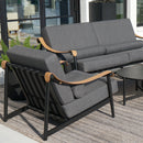 Oversized Modern Outdoor Couch with Leather Armrest and Coffee Table