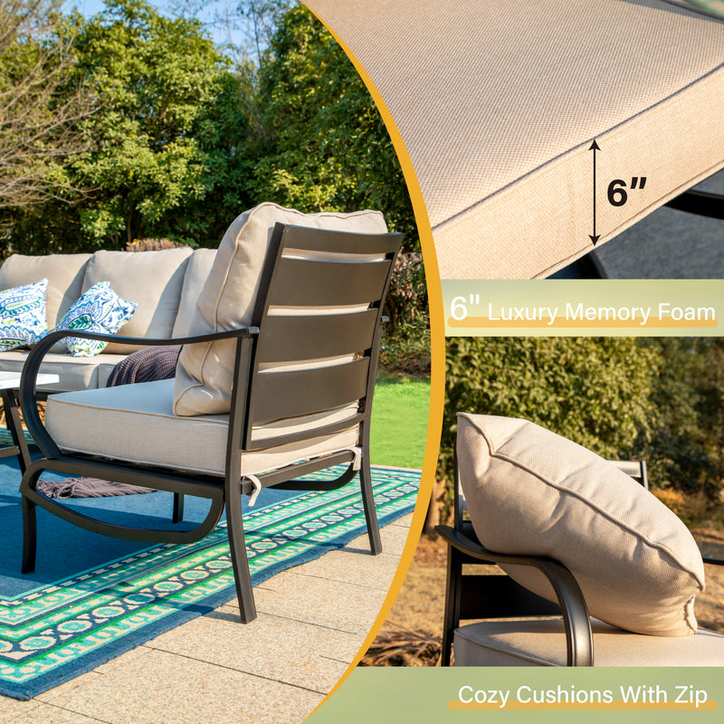 Phi Villa 15-Person Outdoor Patio Furniture Combination Set with Sofa Set, Textilene Dining Set, and Umbrella