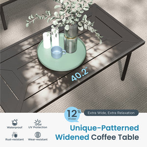 PHI VILLA 7-Seater Metal Patio Furniture Set with Coffee Table