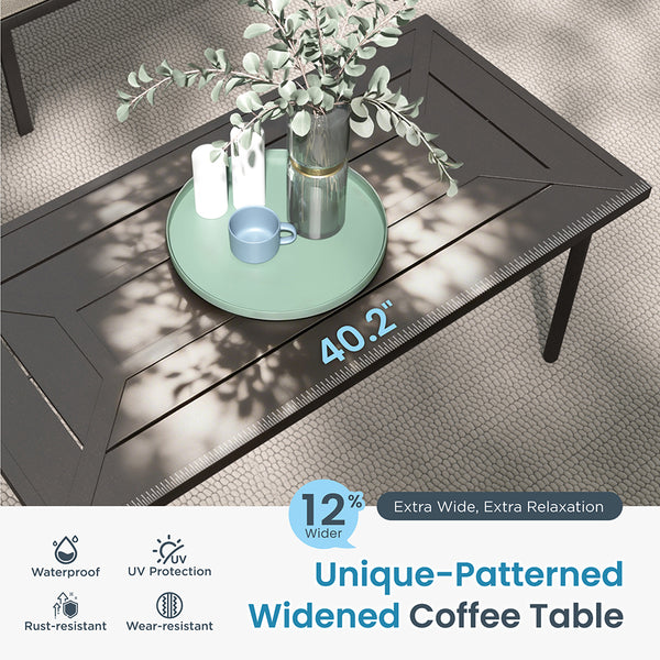 PHI VILLA 7-Seater Metal Patio Furniture Set with Coffee Table