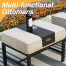 PHI VILLA 18-Piece Set with 6-Seat Dining Set and 7-Seat Steel Conversation Sofa Set and 3-Piece Padded Conversation Set