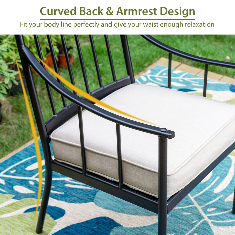 PHI VILLA Steel Fixed Patio Outdoor Dining Chairs Set