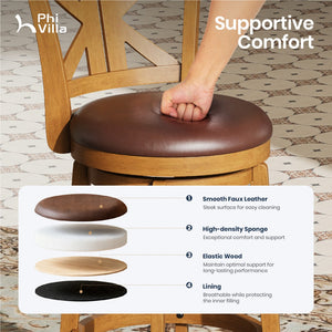 360° Swivel Farmhouse Wood Bar Stools with Patented K-Shaped Back