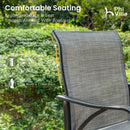 Phi Villa 3-Pcs Patio High Bar Set-Gray Textilene Swivel Stools & Sea Stone Tabletop Design