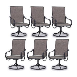 Patio Swivel Dining Chair with Black Frame for Porch,Deck,Backyard, PHI VILLA